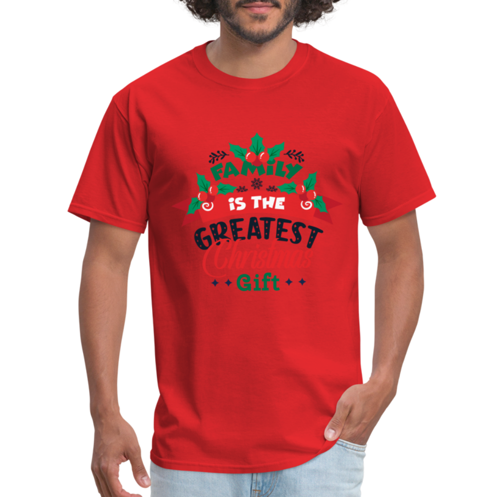 Family is the Greatest Christmas Gift T-Shirt - red