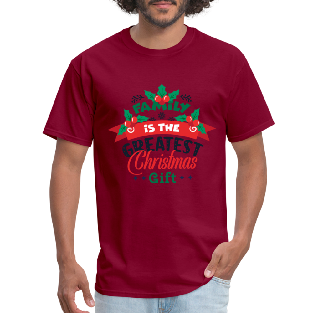 Family is the Greatest Christmas Gift T-Shirt - burgundy