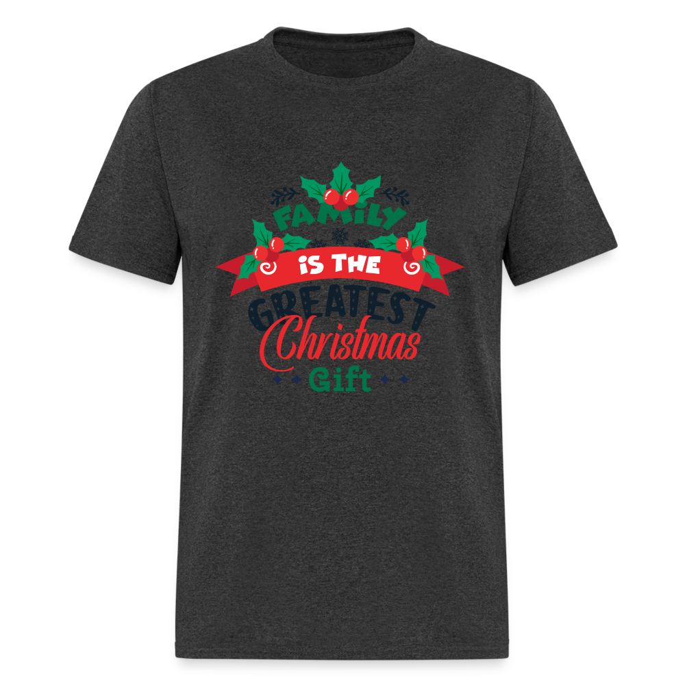 Family is the Greatest Christmas Gift T-Shirt - heather black