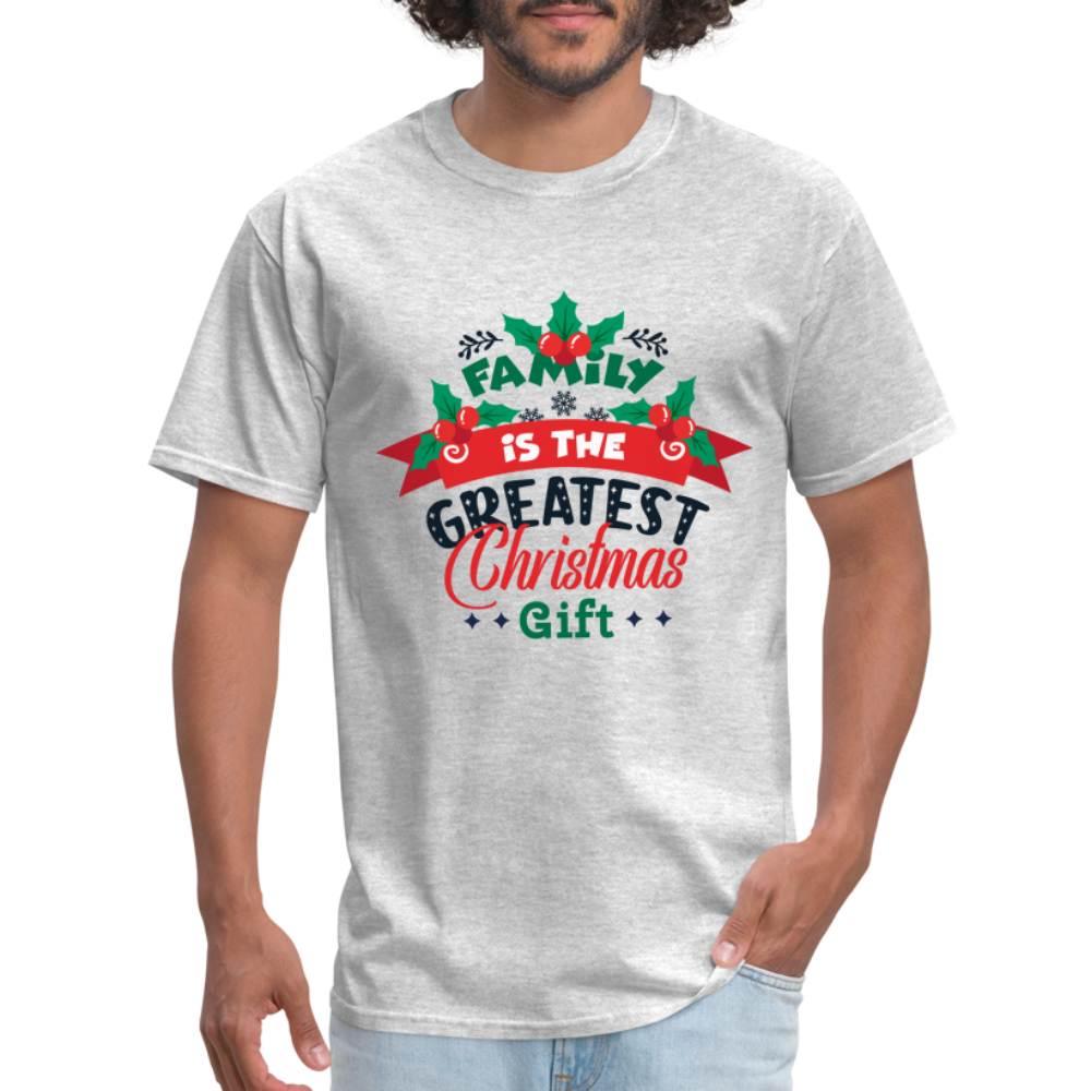 Family is the Greatest Christmas Gift T-Shirt - heather gray