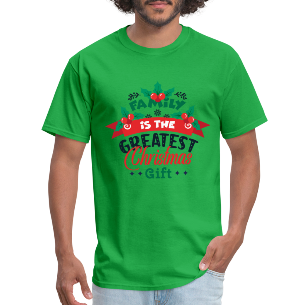 Family is the Greatest Christmas Gift T-Shirt - bright green