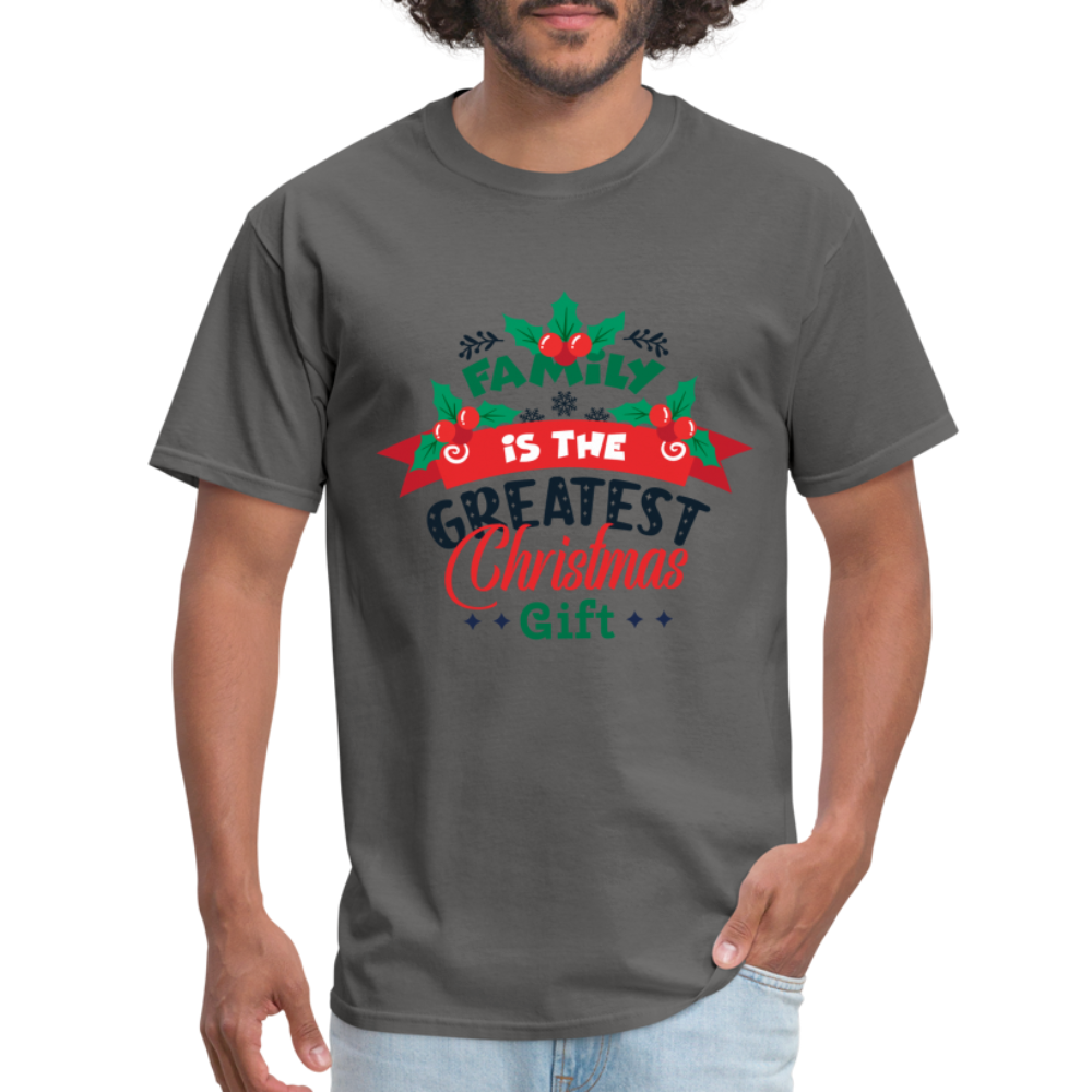 Family is the Greatest Christmas Gift T-Shirt - charcoal