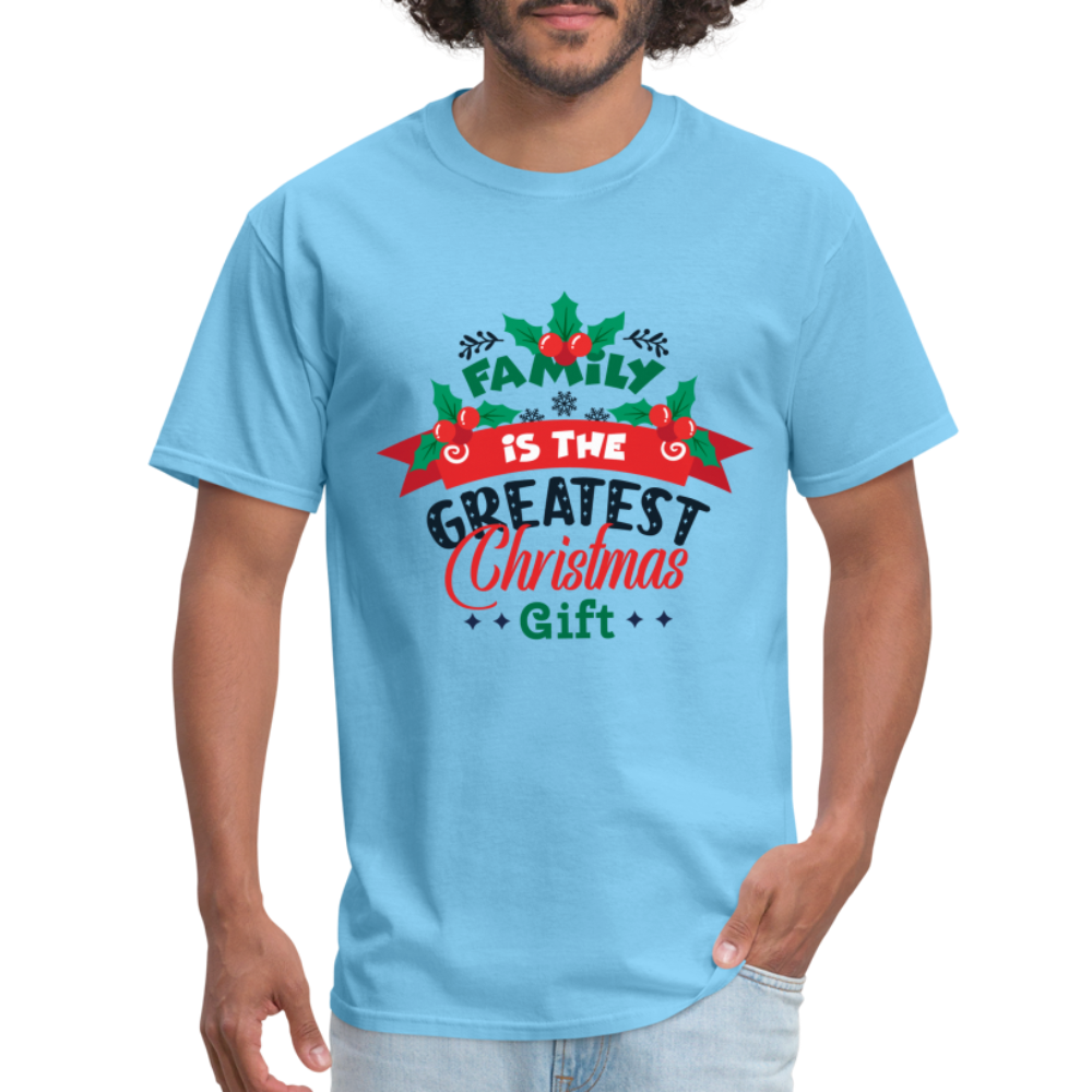 Family is the Greatest Christmas Gift T-Shirt - aquatic blue