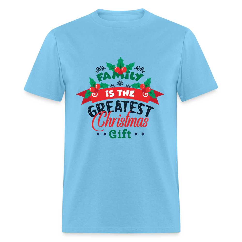 Family is the Greatest Christmas Gift T-Shirt - aquatic blue
