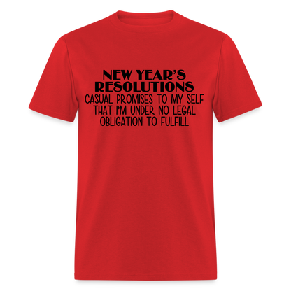 New Year's Resolution - Casual Promises T-Shirt - red