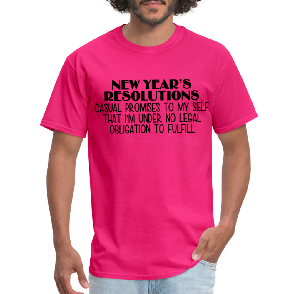 New Year's Resolution - Casual Promises T-Shirt - fuchsia