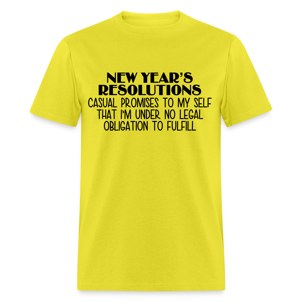 New Year's Resolution - Casual Promises T-Shirt - yellow