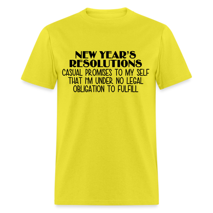 New Year's Resolution - Casual Promises T-Shirt - yellow