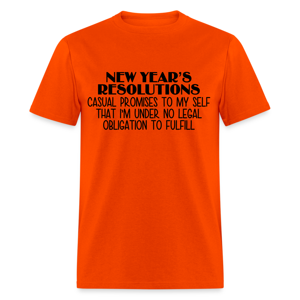 New Year's Resolution - Casual Promises T-Shirt - orange