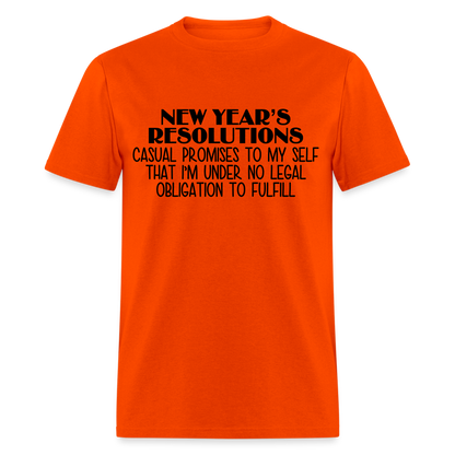 New Year's Resolution - Casual Promises T-Shirt - orange