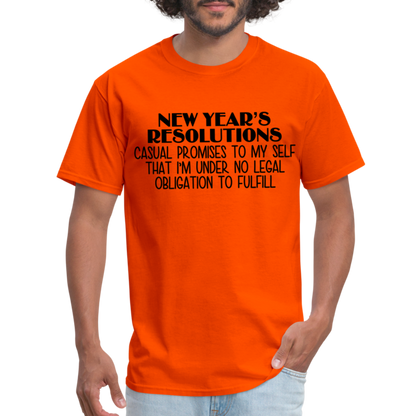 New Year's Resolution - Casual Promises T-Shirt - orange