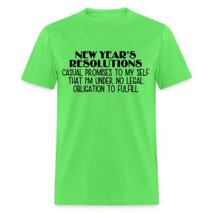 New Year's Resolution - Casual Promises T-Shirt - kiwi