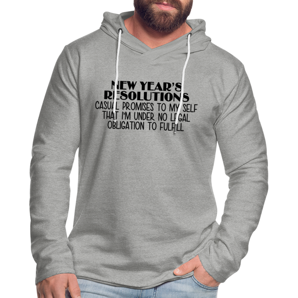 New Year's Resolution - Casual Promises : Lightweight Terry Hoodie - heather gray
