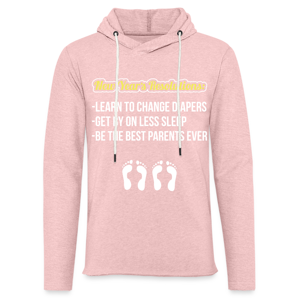 New Year's Resolution Lightweight Terry Hoodie (Parents) - cream heather pink