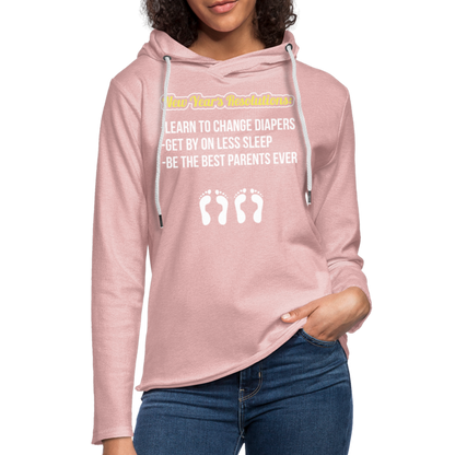 New Year's Resolution Lightweight Terry Hoodie (Parents) - cream heather pink