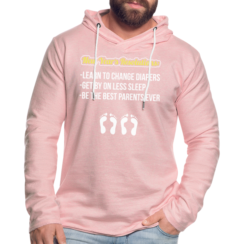 New Year's Resolution Lightweight Terry Hoodie (Parents) - cream heather pink