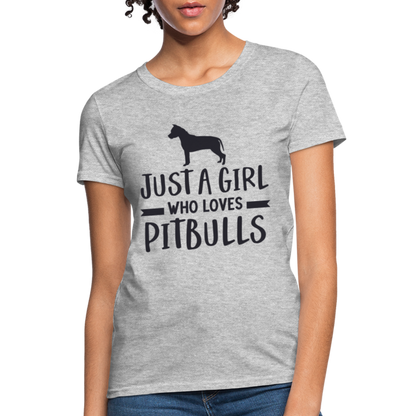 Just a Girl Who Loves Pitbulls T-Shirt - heather gray