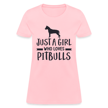Just a Girl Who Loves Pitbulls T-Shirt - pink