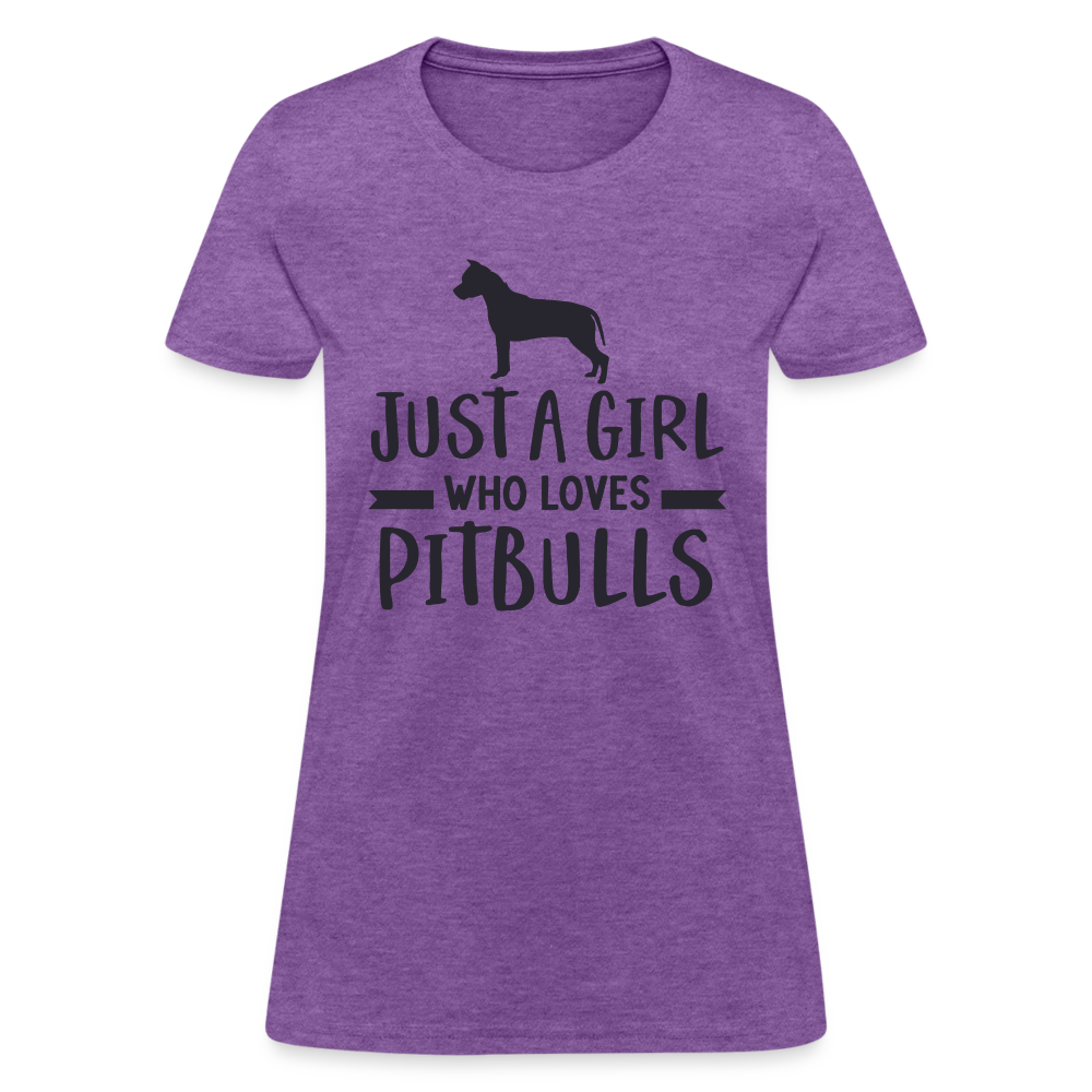Just a Girl Who Loves Pitbulls T-Shirt - purple heather