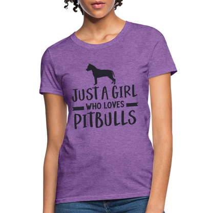 Just a Girl Who Loves Pitbulls T-Shirt - purple heather