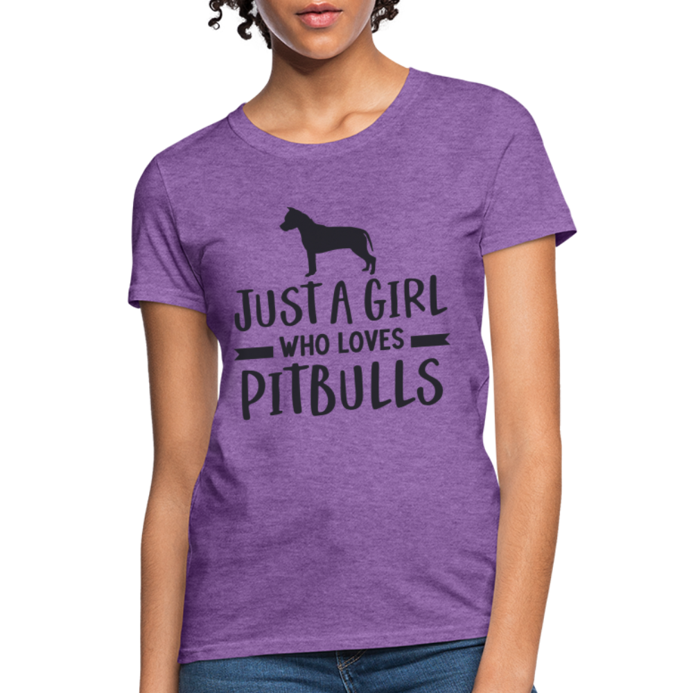 Just a Girl Who Loves Pitbulls T-Shirt - purple heather
