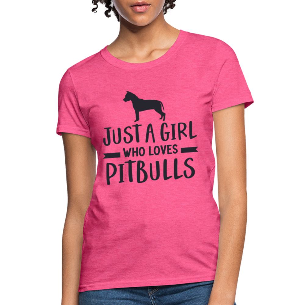 Just a Girl Who Loves Pitbulls T-Shirt - heather pink