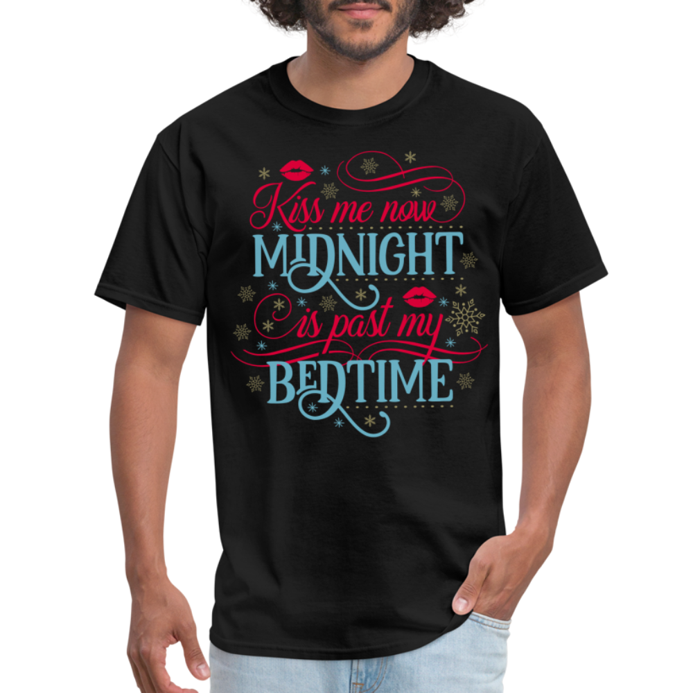 Kiss Me Now Midnight Is Past My Bedtime T-Shirt - black