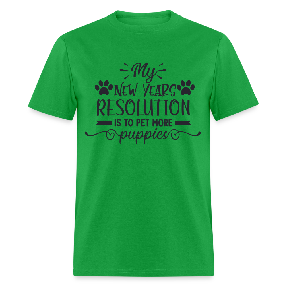 My New Years Resolution Is To Pet More Puppies T-Shirt - bright green
