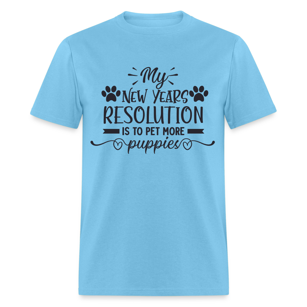 My New Years Resolution Is To Pet More Puppies T-Shirt - aquatic blue
