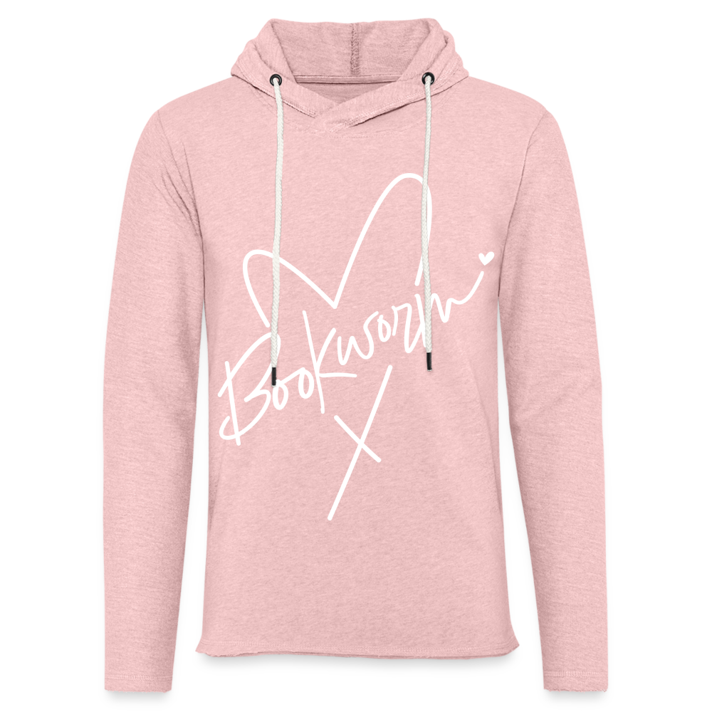 Bookworm : Lightweight Terry Hoodie - cream heather pink