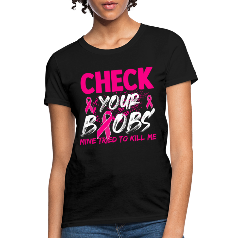 Check Your Boobs T-Shirt (Breast Cancer Awareness) - black