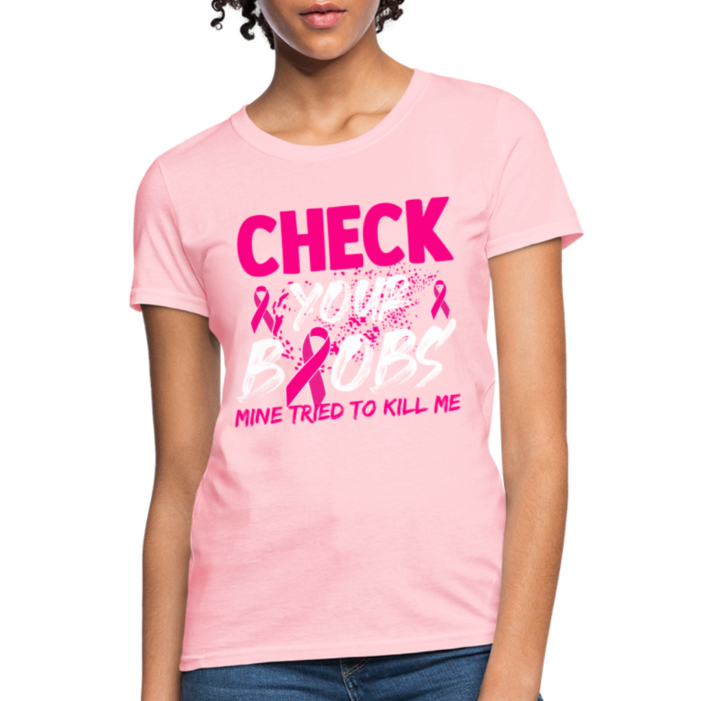Check Your Boobs T-Shirt (Breast Cancer Awareness) - pink