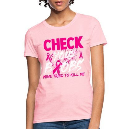 Check Your Boobs T-Shirt (Breast Cancer Awareness) - pink