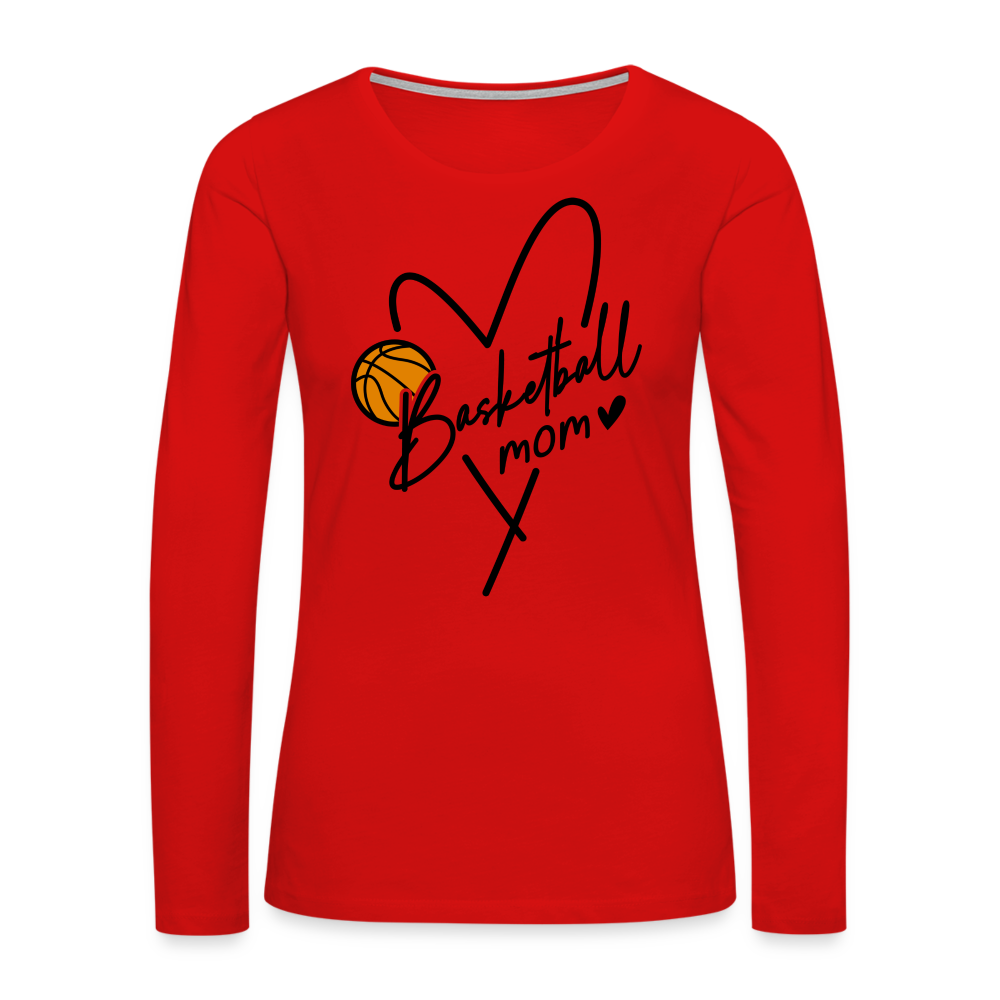 Basketball Mom : Women's Premium Long Sleeve T-Shirt - red
