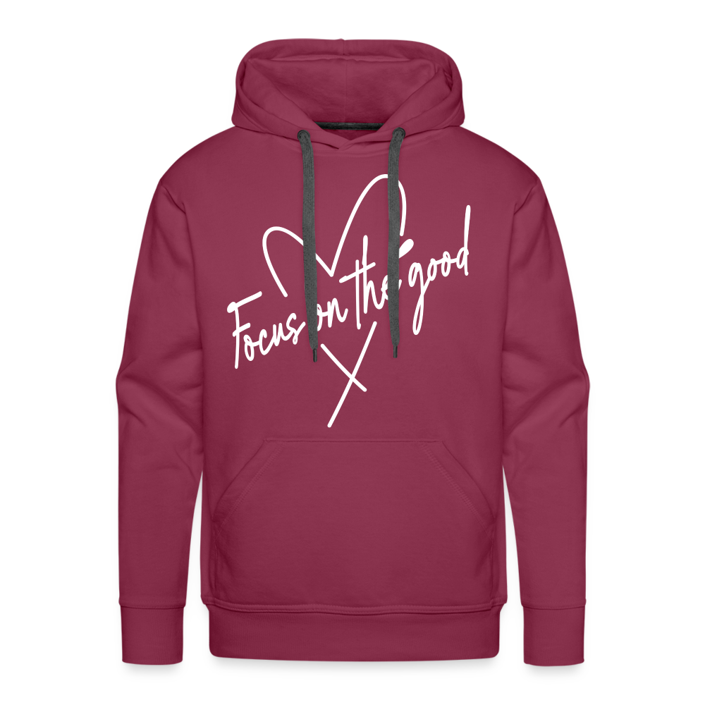 Focus on the Good : Men’s Premium Hoodie (White Letters) - burgundy