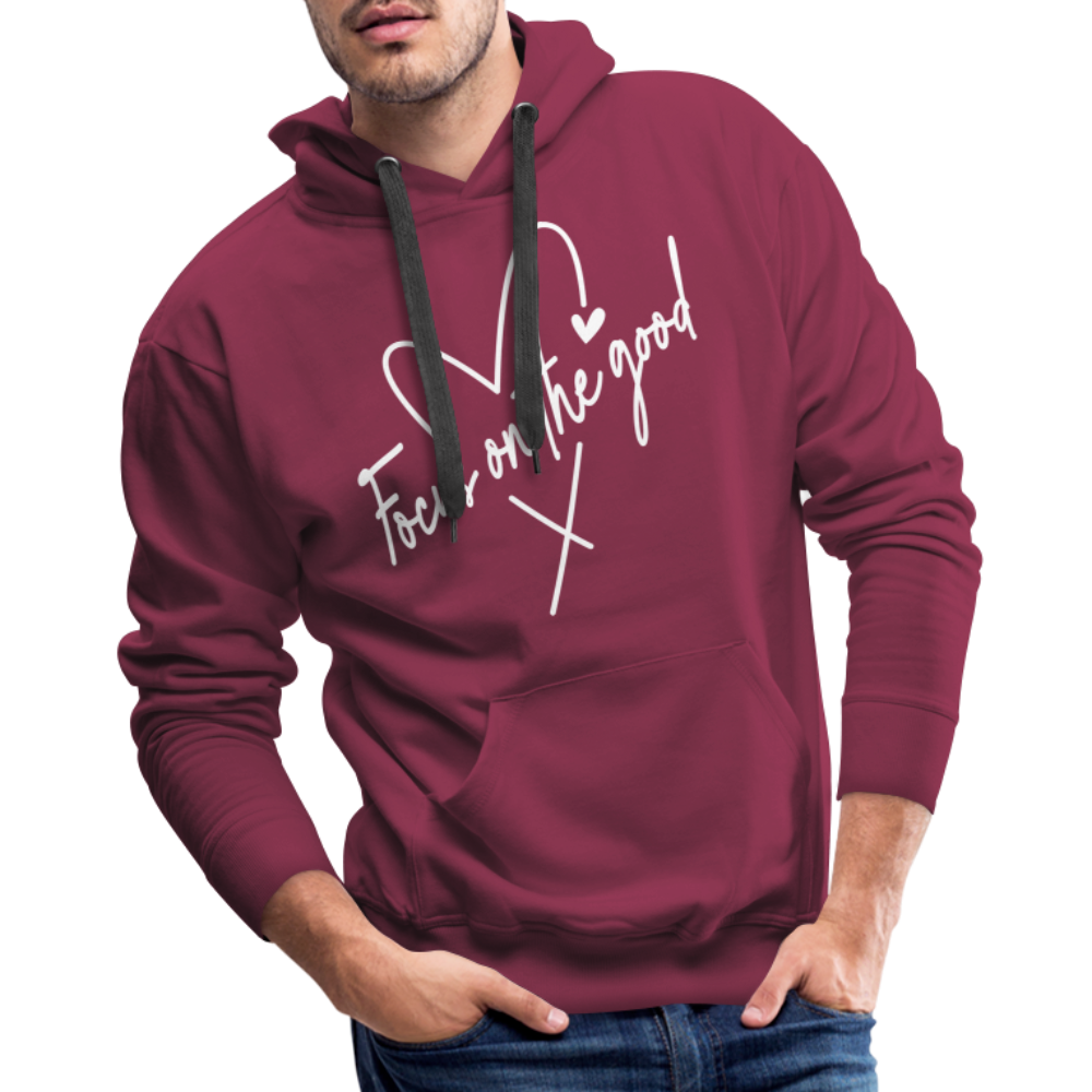Focus on the Good : Men’s Premium Hoodie (White Letters) - burgundy