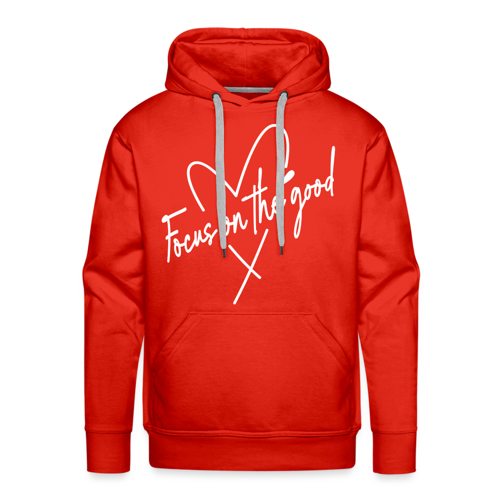 Focus on the Good : Men’s Premium Hoodie (White Letters) - red