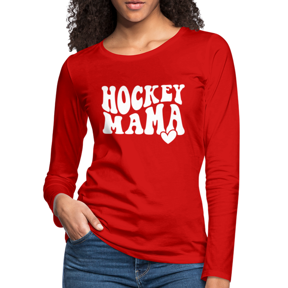 Hockey Mama : Women's Premium Long Sleeve T-Shirt - red