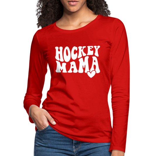 Hockey Mama : Women's Premium Long Sleeve T-Shirt - red