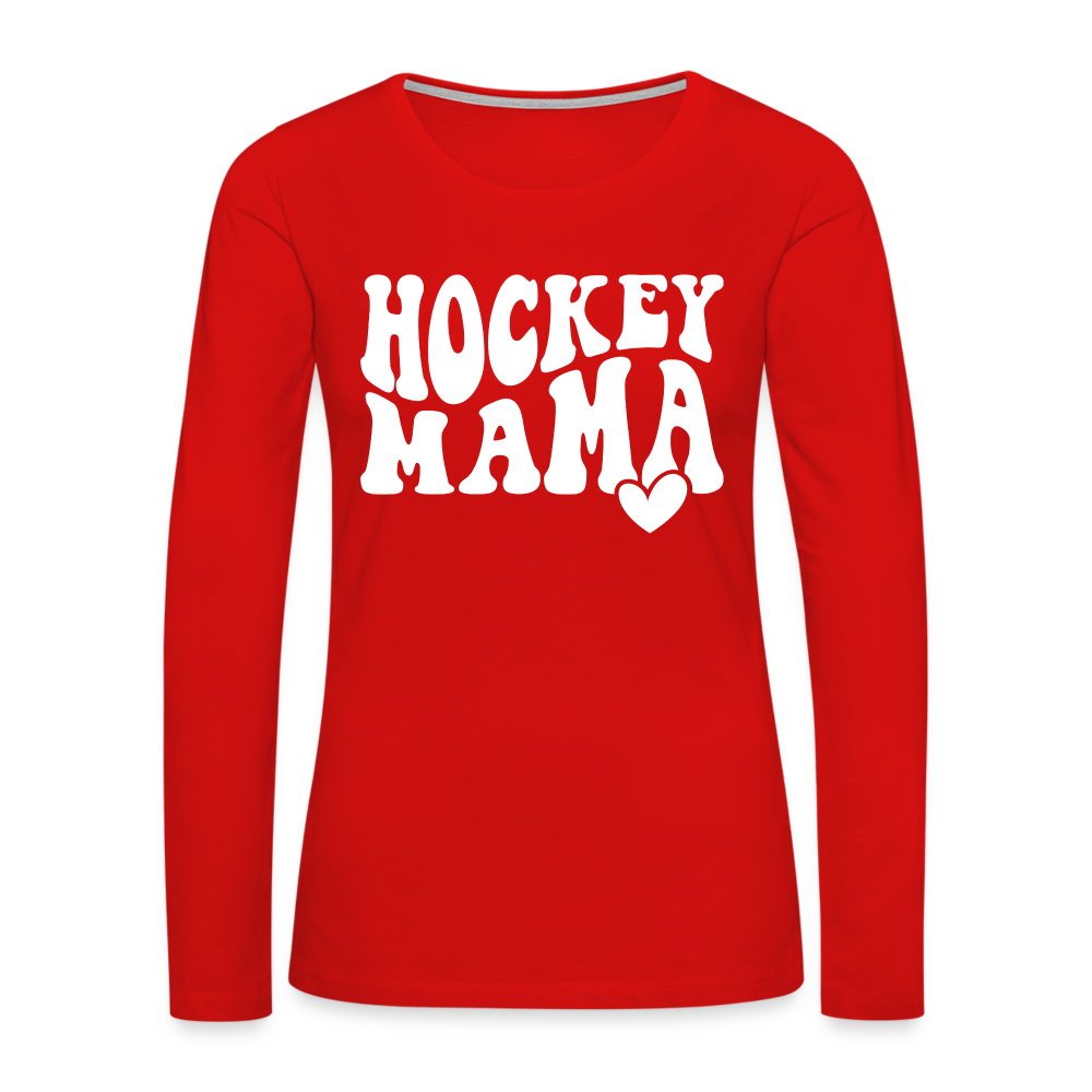 Hockey Mama : Women's Premium Long Sleeve T-Shirt - red