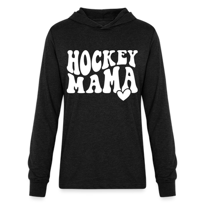 Hockey Mama : Long Sleeve Hoodie Shirt - heather black