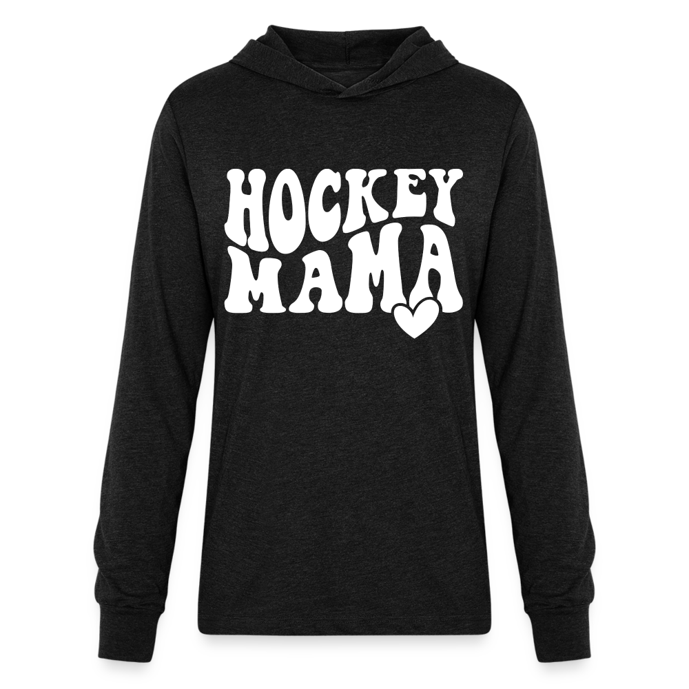 Hockey Mama : Long Sleeve Hoodie Shirt - heather black