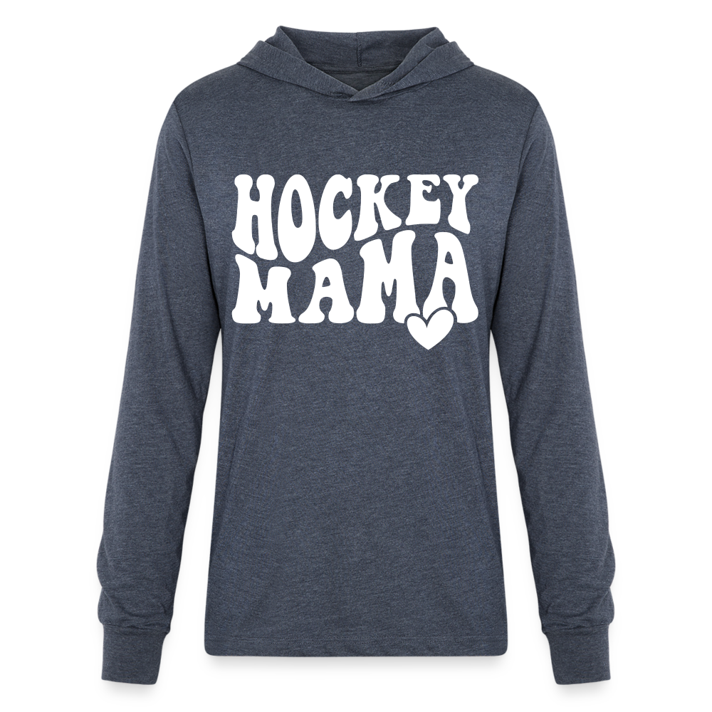 Hockey Mama : Long Sleeve Hoodie Shirt - heather navy