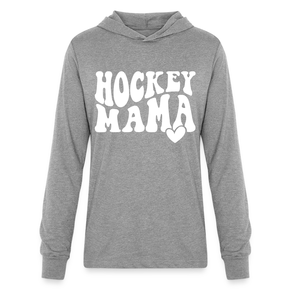 Hockey Mama : Long Sleeve Hoodie Shirt - heather grey