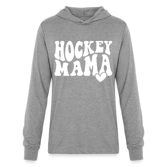 Hockey Mama : Long Sleeve Hoodie Shirt - heather grey