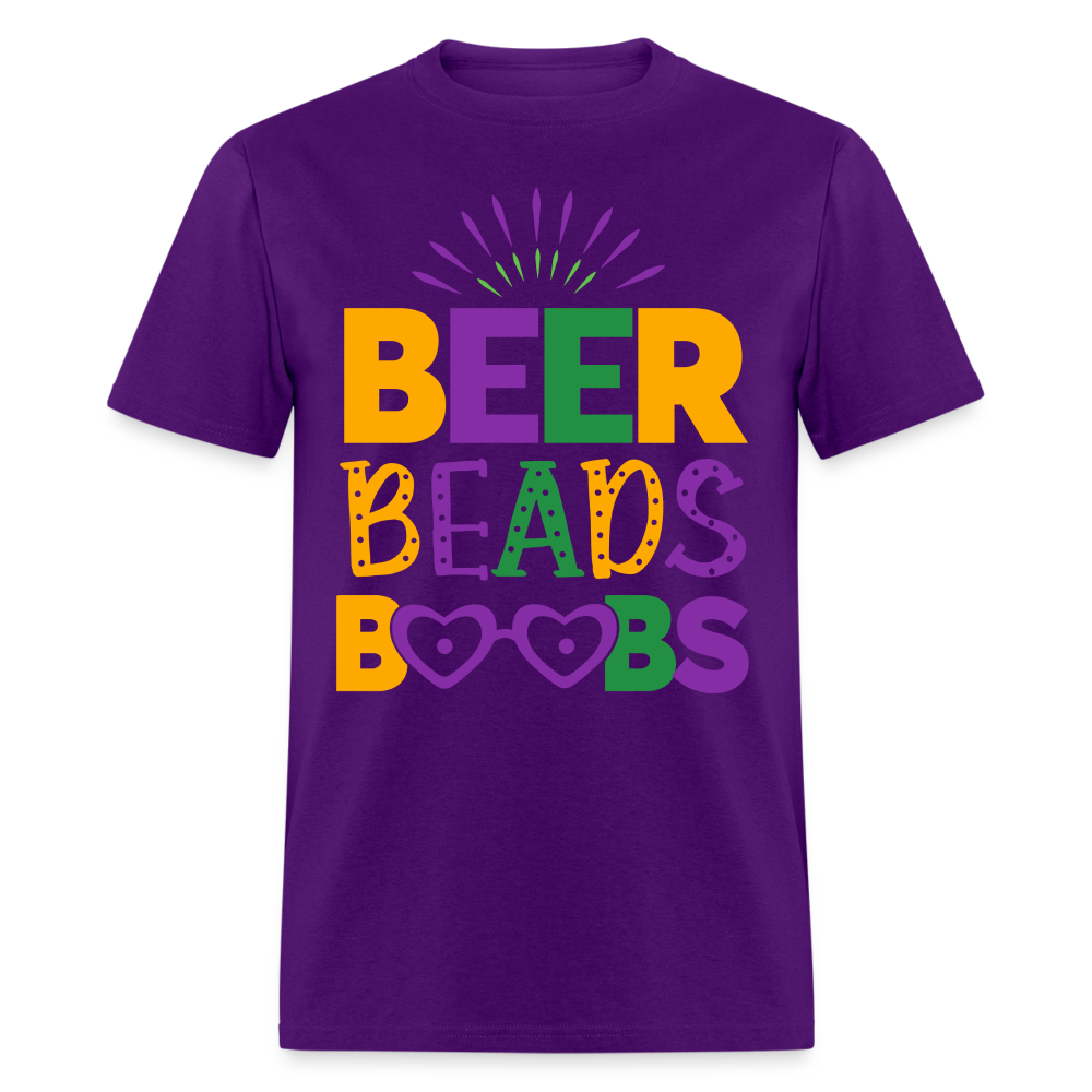 Beer Beads Boobs T-Shirt (Mardi Gras) - purple