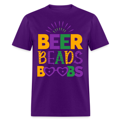 Beer Beads Boobs T-Shirt (Mardi Gras) - purple