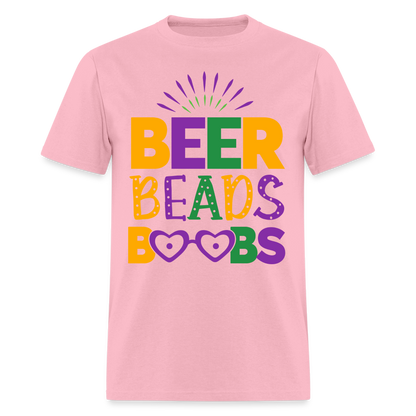 Beer Beads Boobs T-Shirt (Mardi Gras) - pink