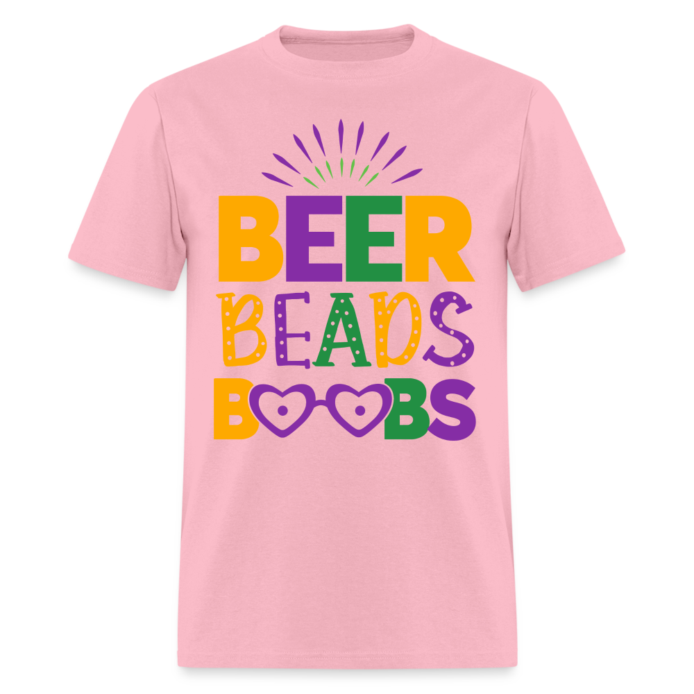 Beer Beads Boobs T-Shirt (Mardi Gras) - pink