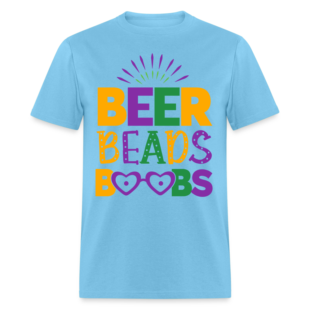 Beer Beads Boobs T-Shirt (Mardi Gras) - aquatic blue